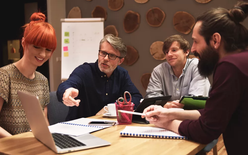 several business people brainstorming ideas
