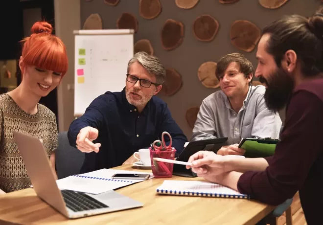 several business people brainstorming ideas