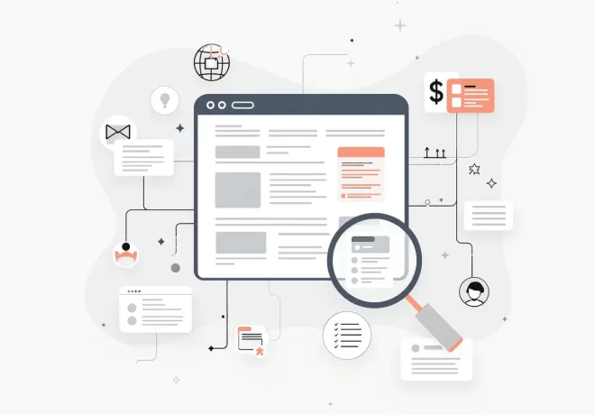 Website Crawler analyzing Crawl Budget Minimalistic Illustartion